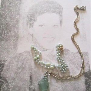 Sea Glass and Pearl Necklace Combo